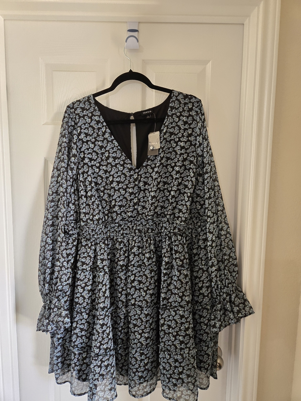 torrid Black Mini Dress with Light Blue Floral Print